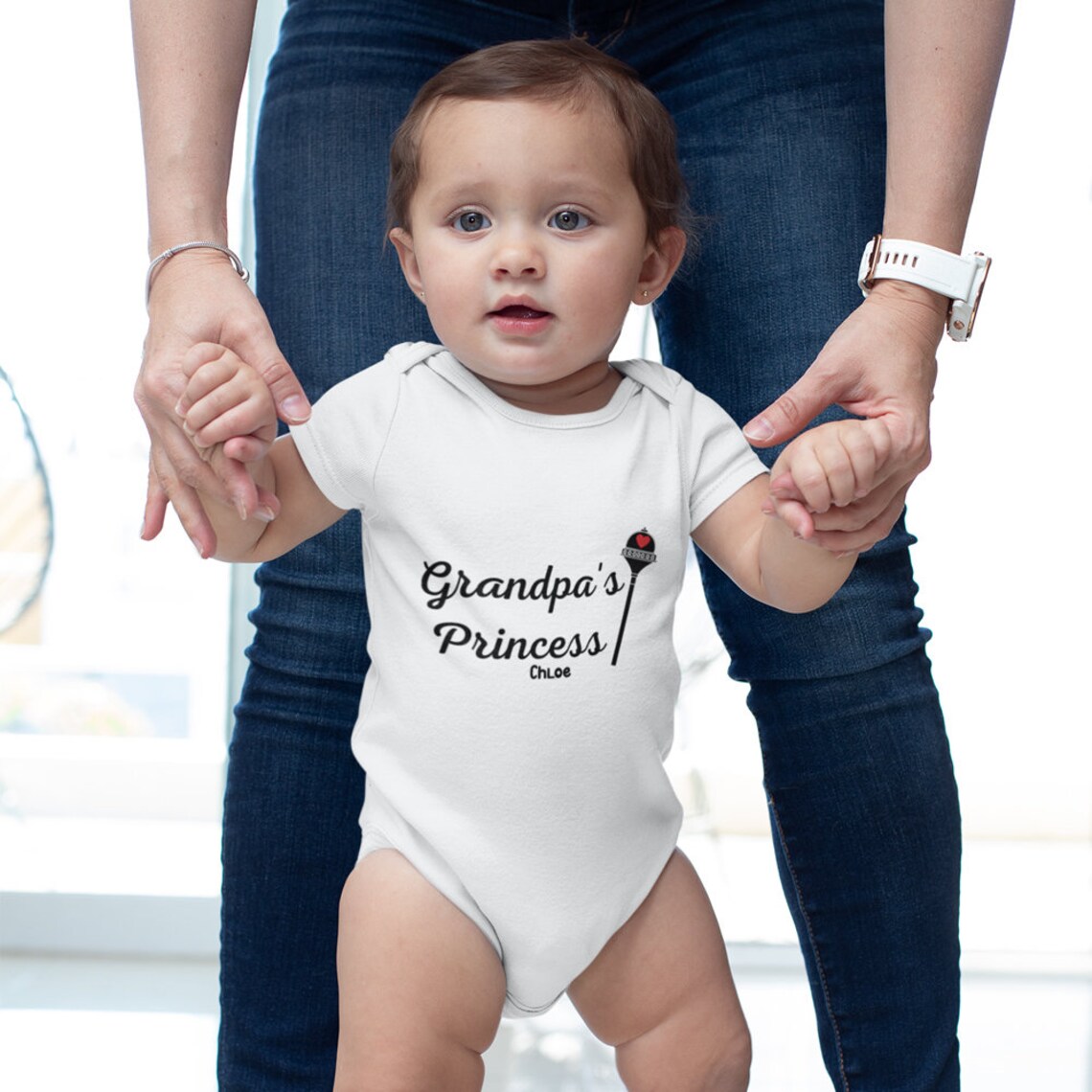 Grandpa Announcement Onesie® Grandpa's Princess Etsy