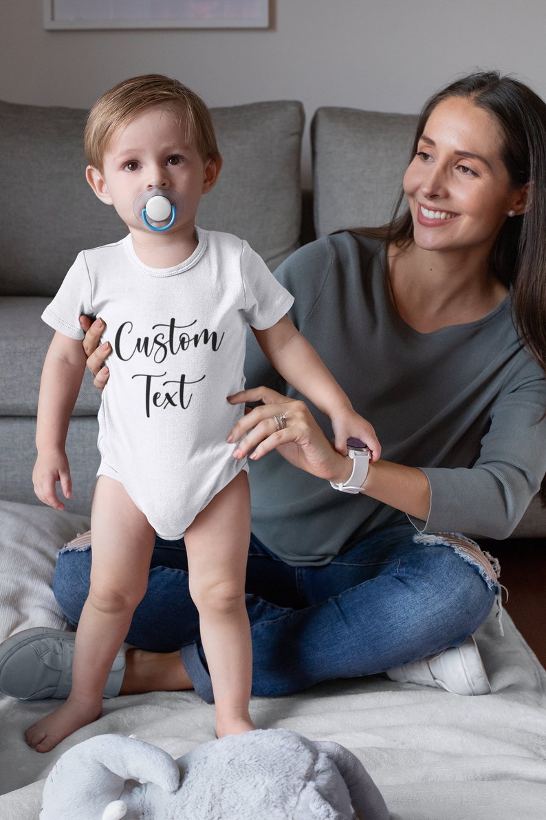 Custom Name Baby Onesie® Custom Text Personalized Baby Onesie® Pregnancy Announcement Onesie® Birth Reveal Baby Onesie® Baby Shower Gift 画像 2