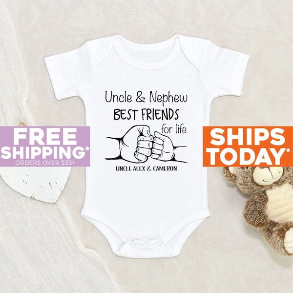 Fistbump Baby Onesie® Uncle And Nephew Lifetime Friends Personalized Baby Onesie® Uncle Baby Onesie® Custom Baby Onesie® Gift For Nephew