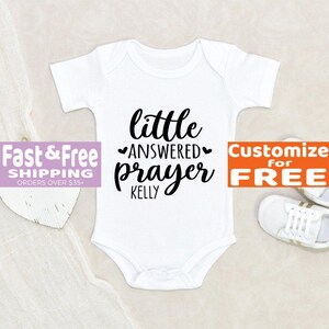 Pregnancy Announcement Onesie® Little Answered Prayer Personalized Name Baby Onesie® Custom Baby Onesie® IVF Baby Onesie® New Baby Gift
