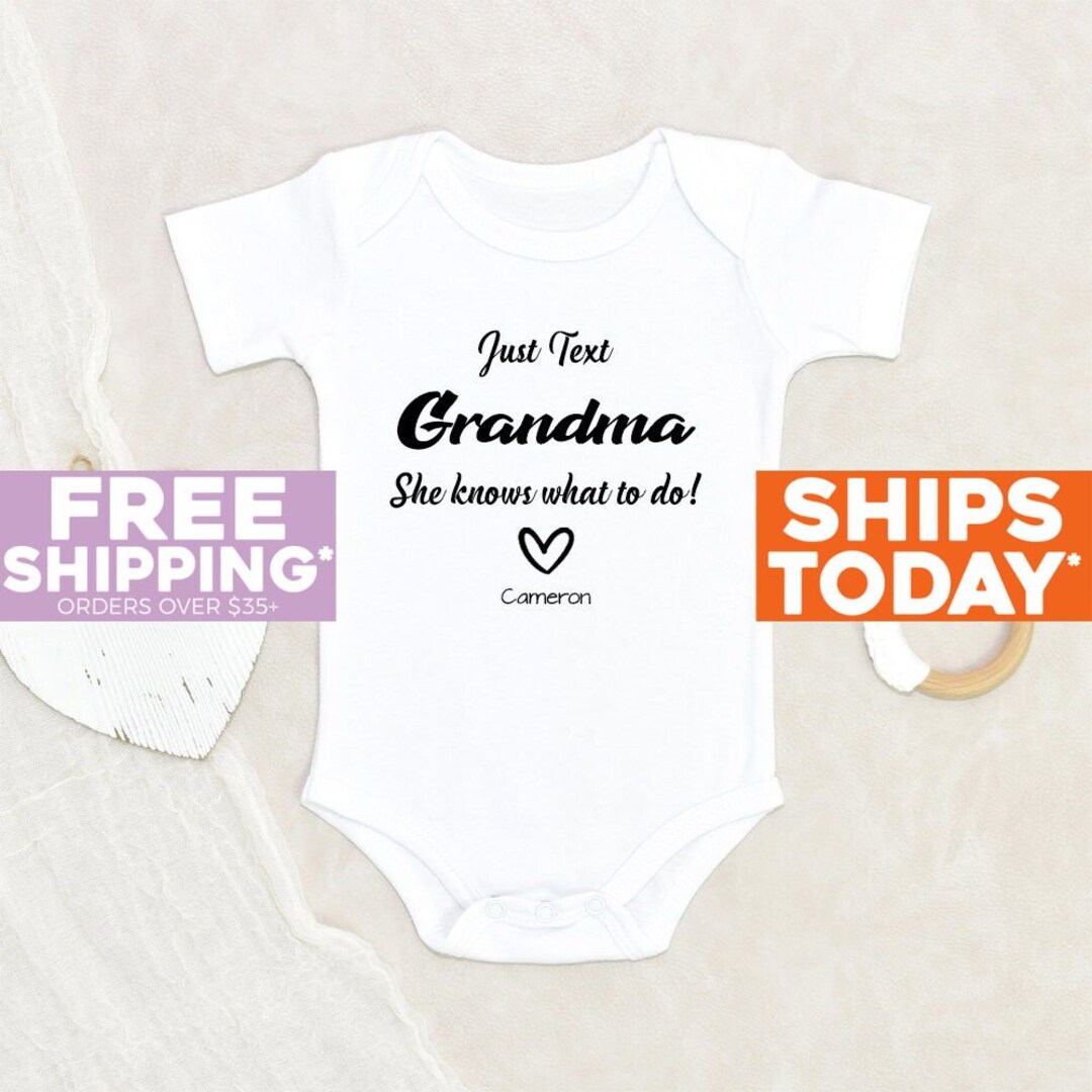 Funny Grandma Baby Onesie® Just Text Grandma She Knows Etsy