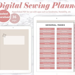 Sewing Planner, Digital Sewing Journal, Sewing Notebook for Seamstress, Craft Planner, Fashion Planner, Tailoring Tools, Project Planner