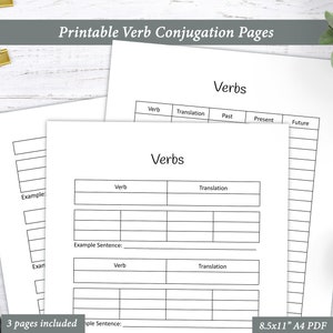 Language Learning Printable, Verb Tenses, Language Learning Planner ...