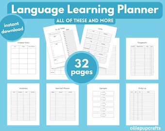 Language Learning Planner, Printable Language Notebook, Language Study Journal, Language Learning Tracker for Students, Vocabulary Worksheet