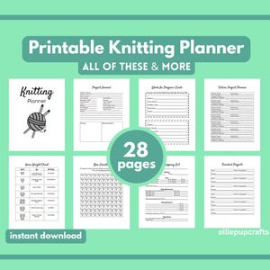 Knitting Planner Pages, Printable Knitting Journal Project Planner, Craft Journal, Knitters Notebook, Knit Organizer, Planner Template