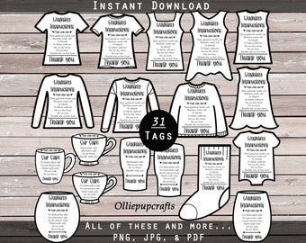 Printable Care Card Bundle, Clothing Care Instructions, Tumbler Care Cards, Care Tags for Handmade Items, Labels for T-shirts, Laundry Care