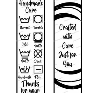 Crochet Care Tags Printable 3 Variations + Front Instructions Card ...