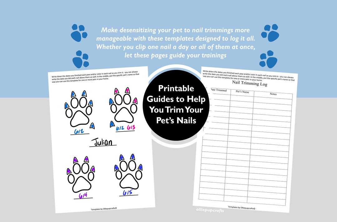 Printable Template for Cutting Dogs Nails at Home, Dog Nail