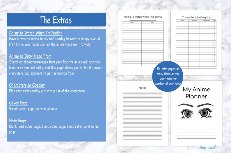 Anime Planner, Printable Anime Organizer, Anime Episode Tracker, Anime
