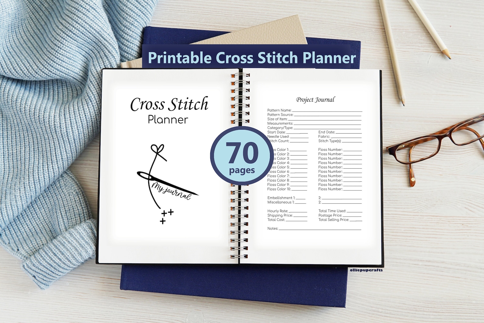 Cross Stitch Journal Cross Stitch Planner Printable PDF Cross Stitch