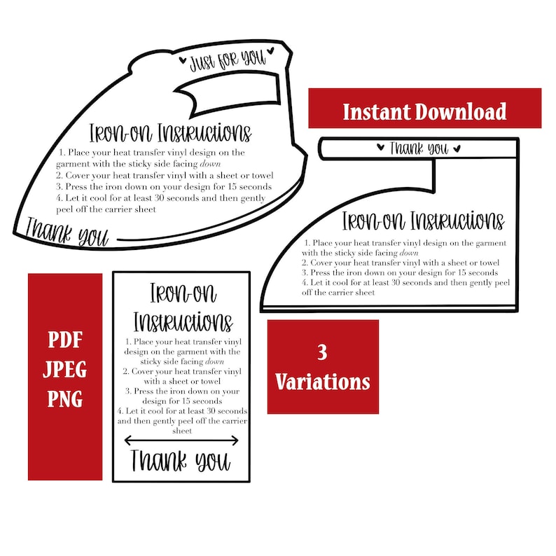 Printable Iron on Instructions, How to Apply Decal, Heat Transfer Vinyl