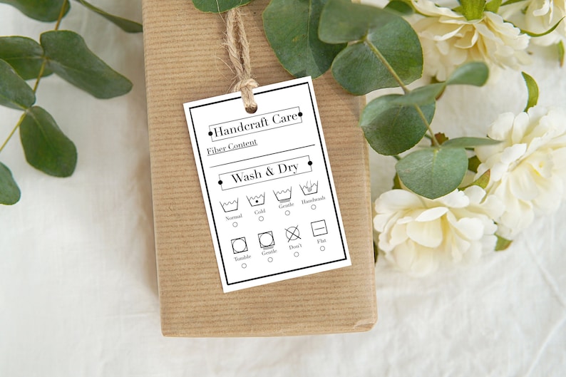 Crochet Label Printable 2 Variations Front Care Tag No