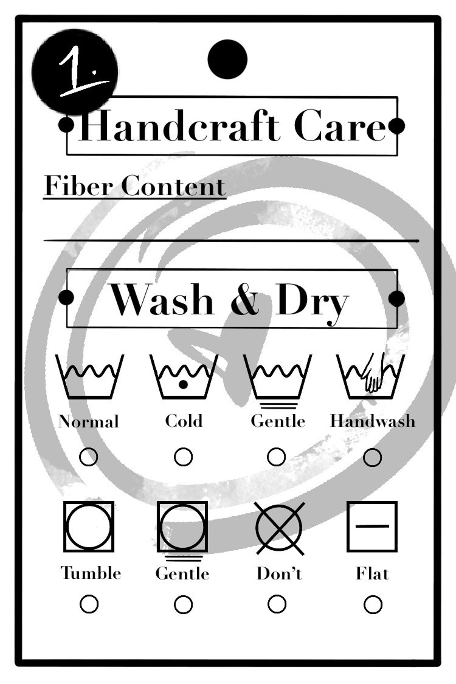 Crochet Care Instruction Cards Printable 2 Variations Front Etsy
