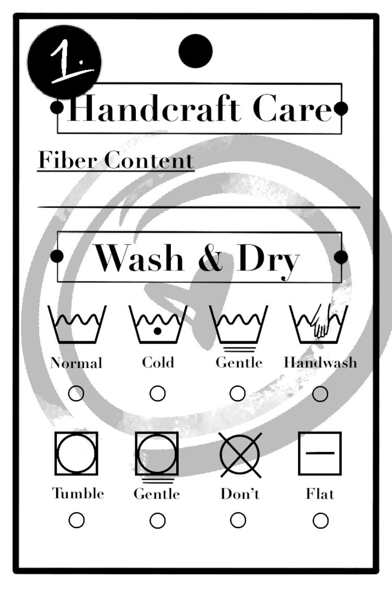 Crochet Care Instruction Cards Printable 2 Variations + Front in 2 ...