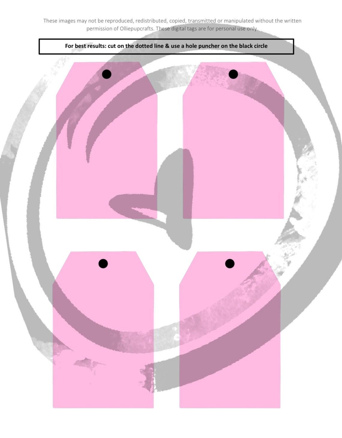 Printable Tag Template Pink DIY Tags Tags Blank Hang Tags - Etsy