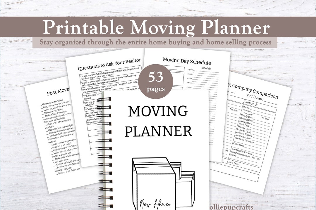 Home Buying Planner, Printable Moving Checklist, New House Planner ...