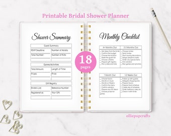 Bruidsdoucheplanner, bruidsdouchechecklist voor bruidsmeisje, huwelijksdouchelijst met dingen om te doen, bruidsdoucheplanningssjablonen