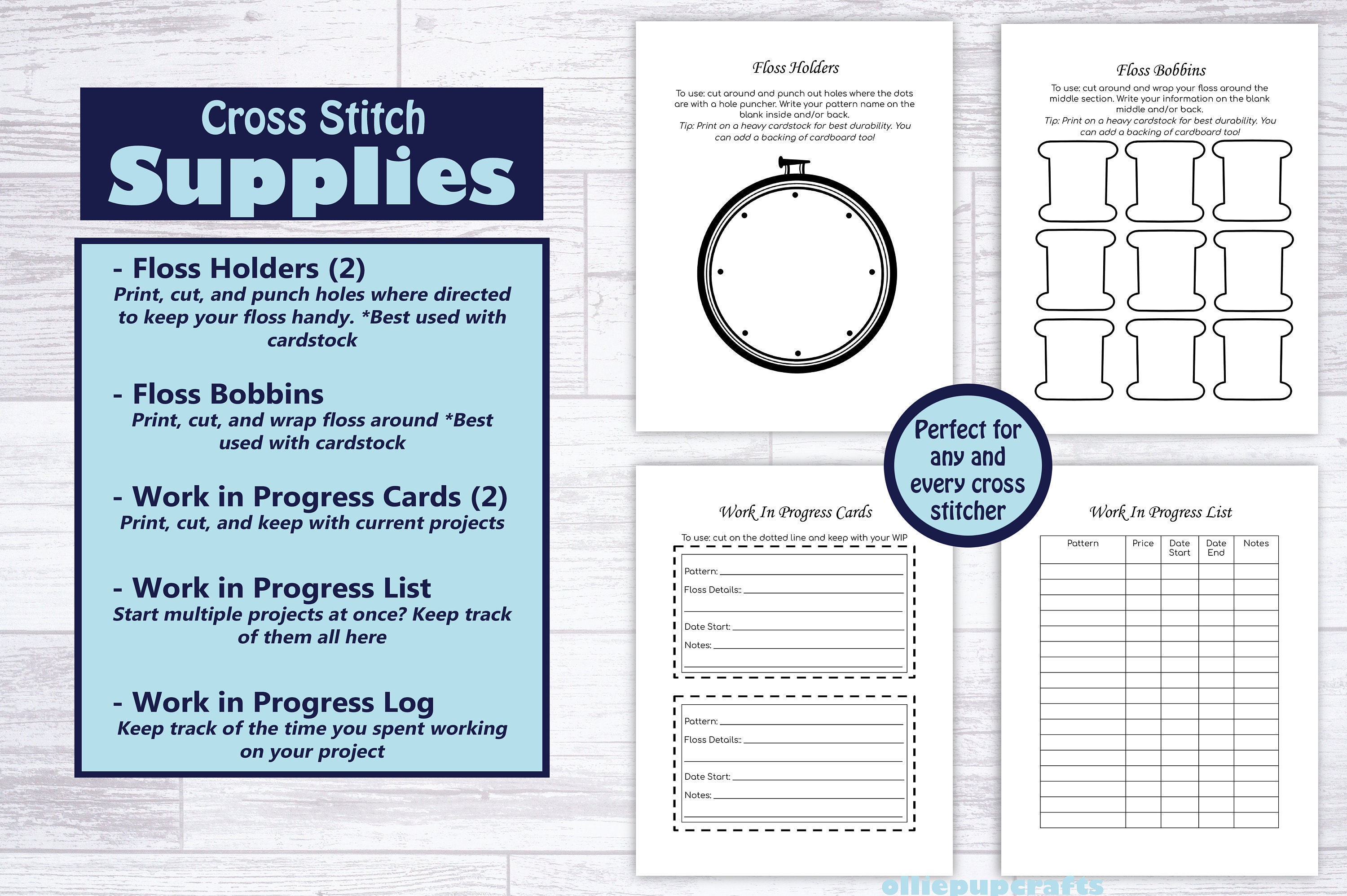 Cross Stitch Journal Cross Stitch Planner Printable PDF Etsy