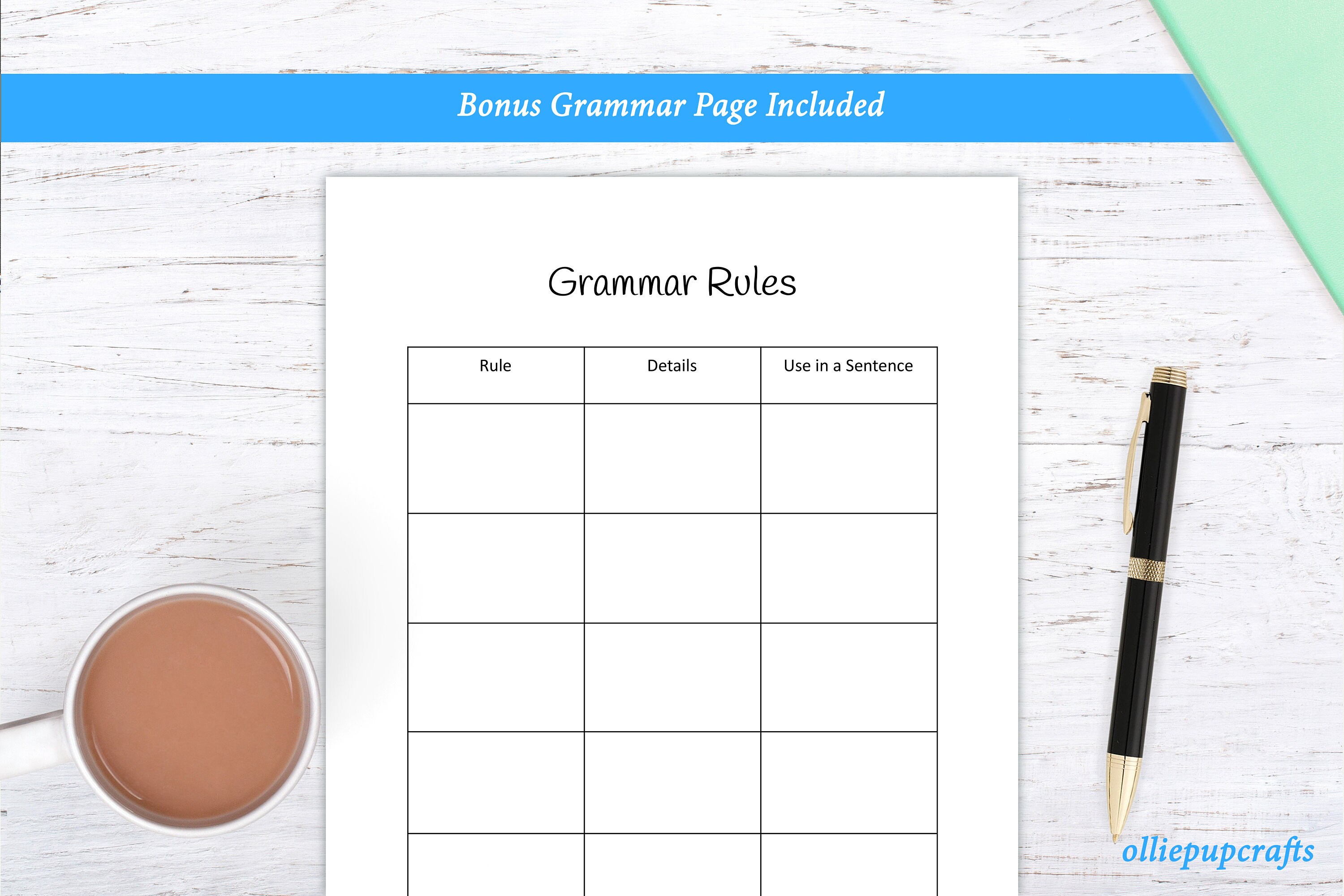 Language Learning Planner Verb Tenses Vocabulary Notebook Etsy