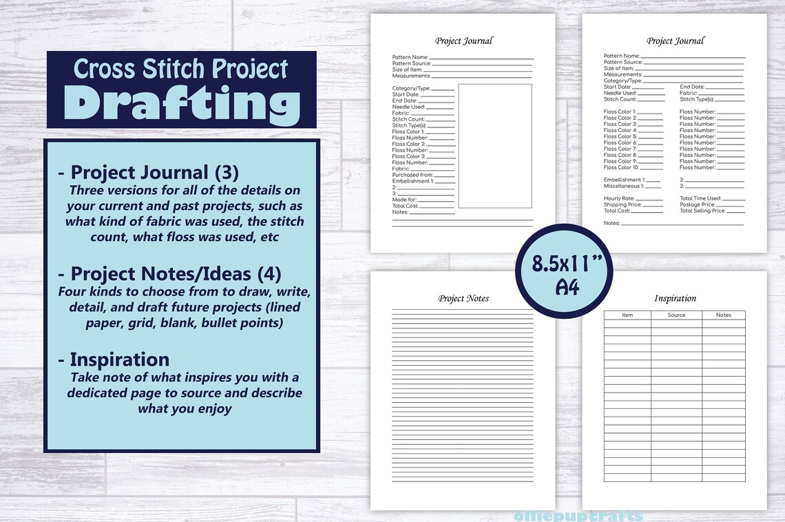 Cross Stitch Journal Cross Stitch Planner Printable PDF Etsy