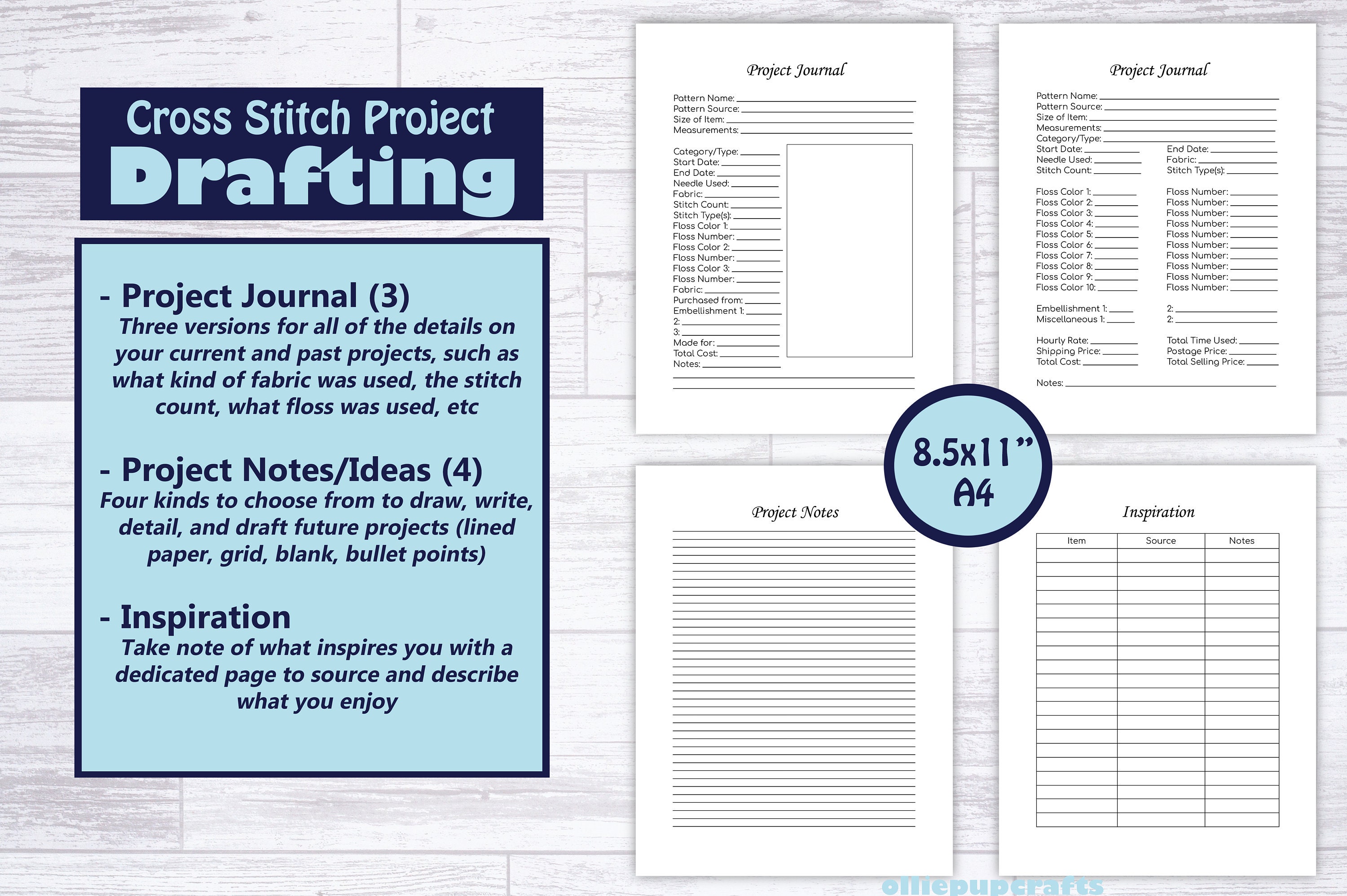 Cross Stitch Journal Cross Stitch Planner Printable PDF Etsy