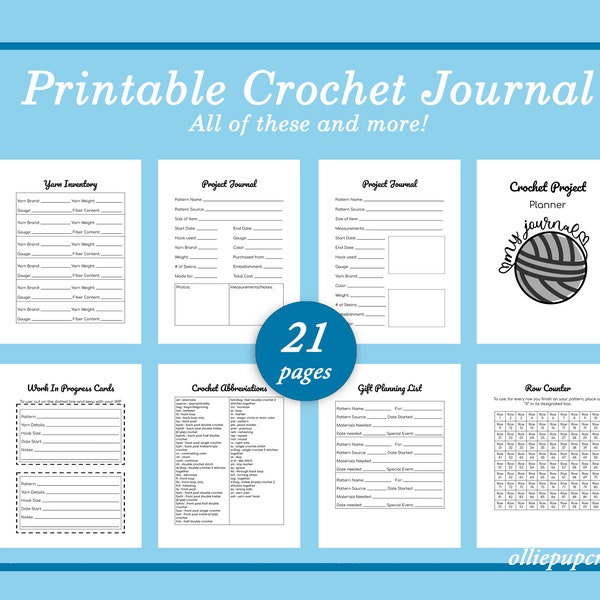Planificateur de crochet, Journal de crochet imprimable, Planificateur de projet de crochet, Planificateur d'artisanat, Guide de crochet, Crochet Notebook PDF, Modèle de crochet