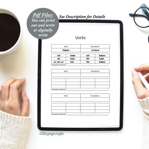 Language Learning Printable, Verb Tenses, Language Learning Planner ...