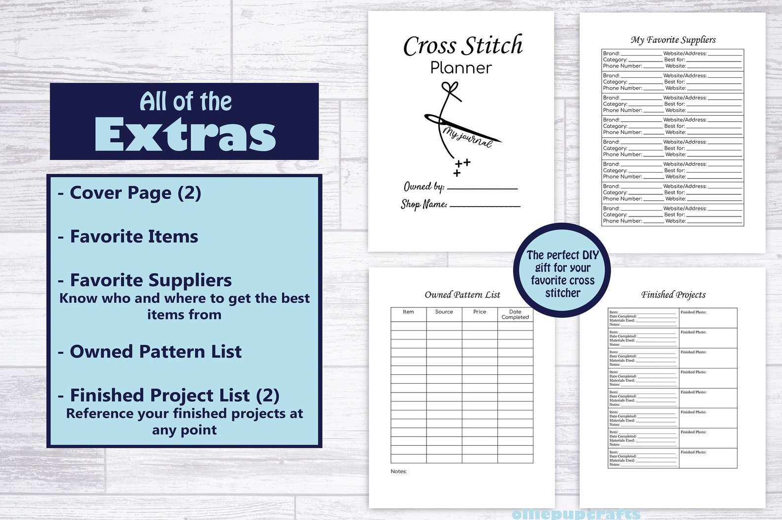 Cross Stitch Journal Cross Stitch Planner Printable PDF Etsy