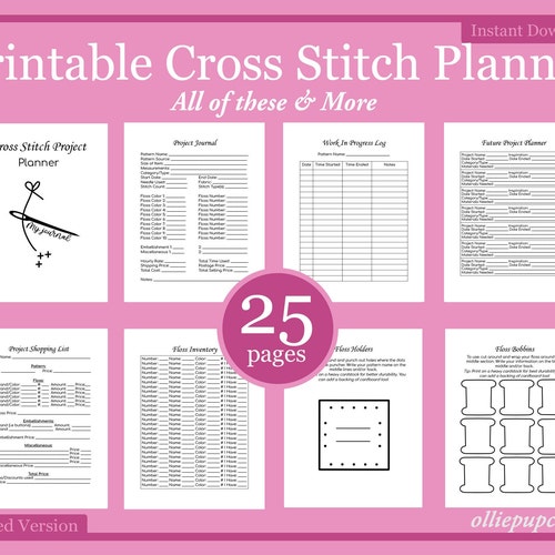 Cross Stitch Planner Cross Stitch Journal Printable Project Etsy