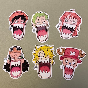 Angry One Piece wasserdichter Aufkleber | Strohhut-Piraten | Ruffy | Zoro | Nami | Lysop | Sanji | Zerhacker