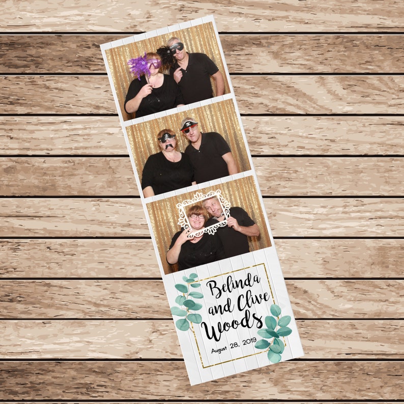 Photo Booth Template 2x6 Strip Eucalyptus Gold Frame