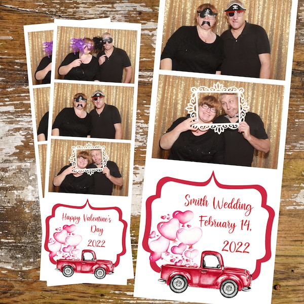 Red Truck Photo Booth Template 2x6 Strip, Happy Valentine's Day, Company Party, Wedding, Quinceañera, Photobooth 3 Up Digital Download 054