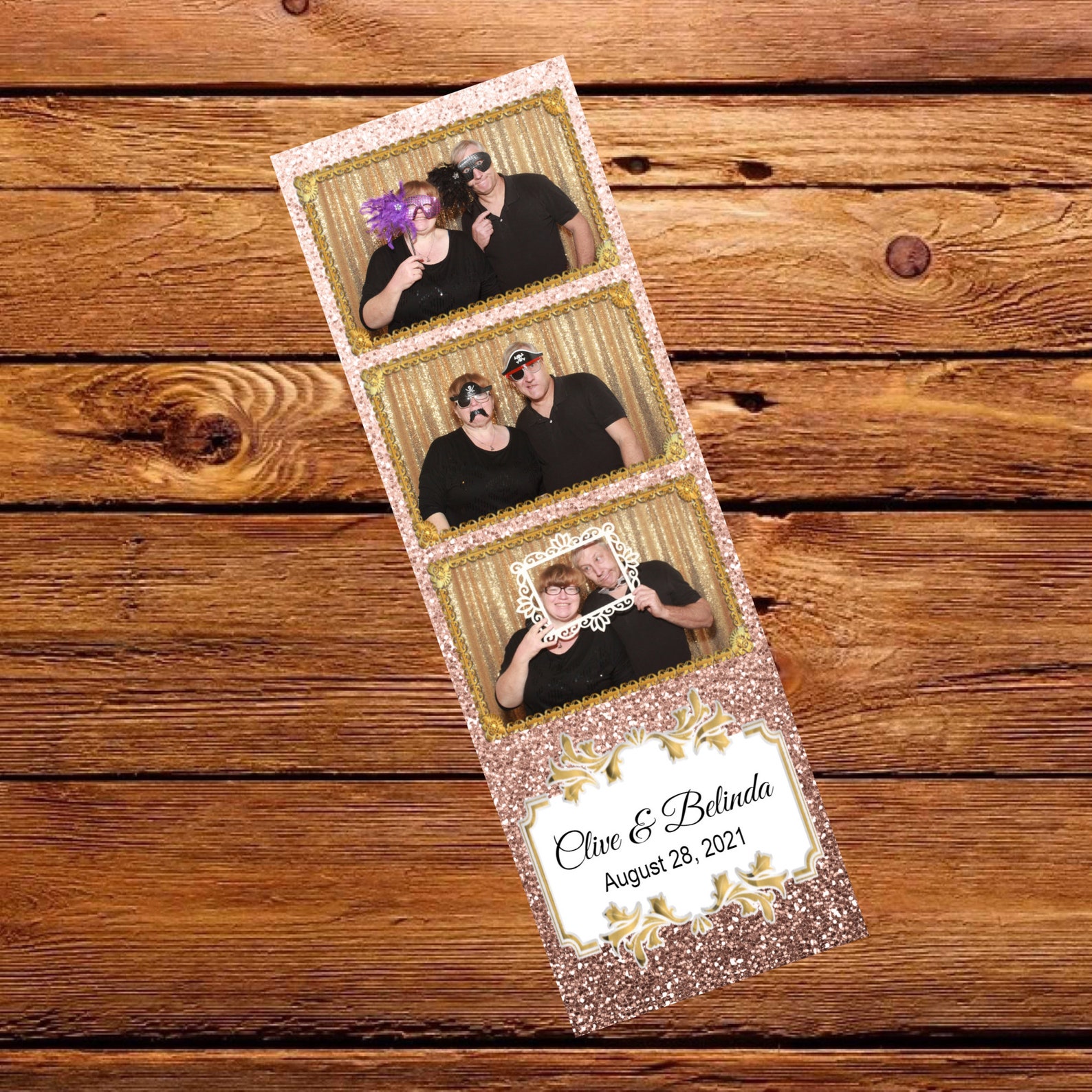 Pink Rose Gold Glitter Photo Booth Strip 2x6 Gold Frames Etsy