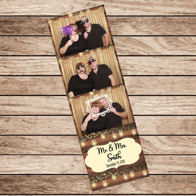 Photo Booth Template 2x6 Strip Rustic Wood Mason Jar