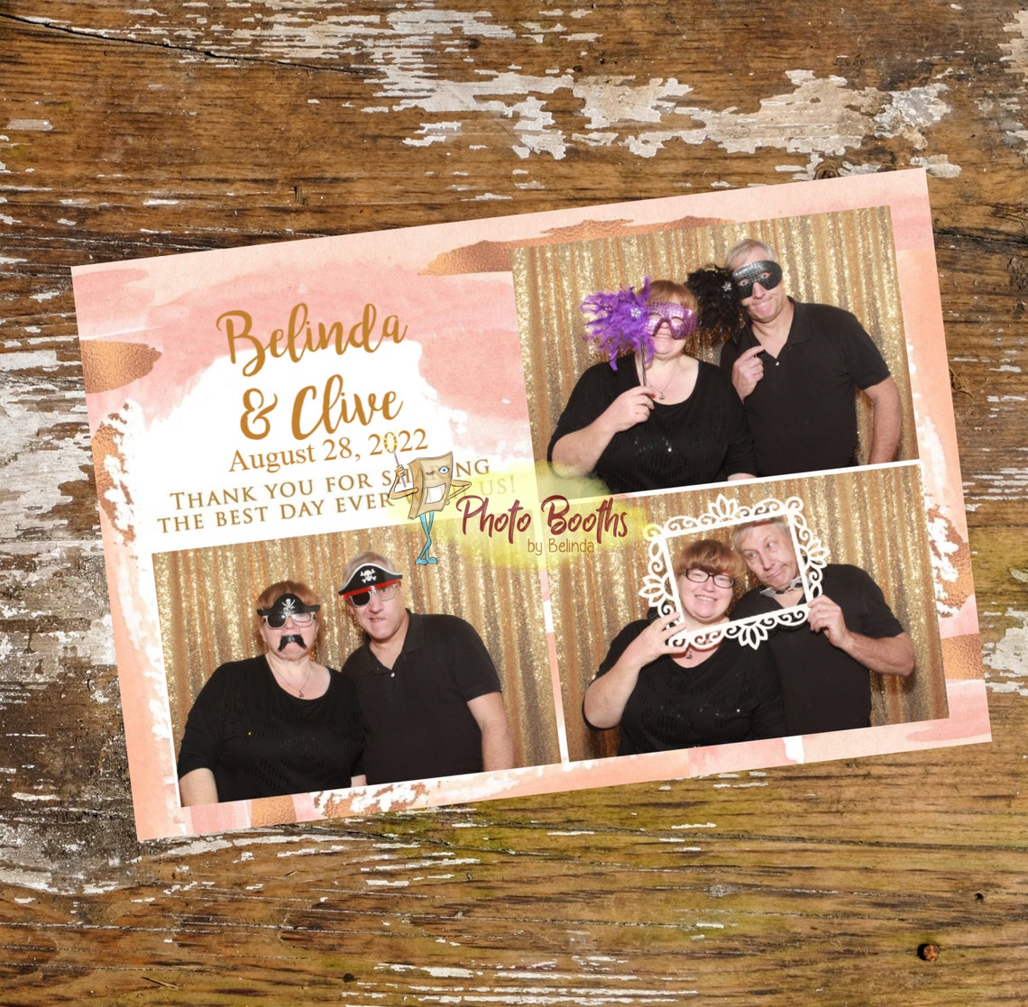 Photo Booth Template 4x6 Pink & Rose Gold Wedding, Birthday