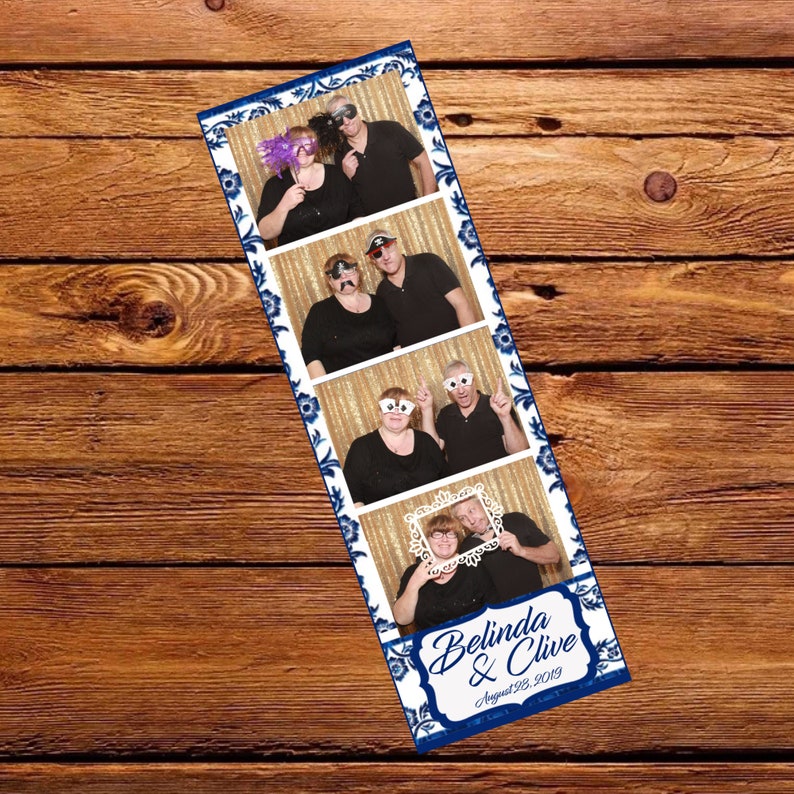 Photo Booth Template 2x6 Strip Blue White Floral Birthday Baby Etsy