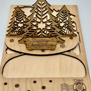 Carte de Noël personnalisée, cadeau souvenir, carte de Noël pop-up 3D, un cadeau de Noël mémorable, décoration d'arbre de Noël en bois naturel, facile à ranger