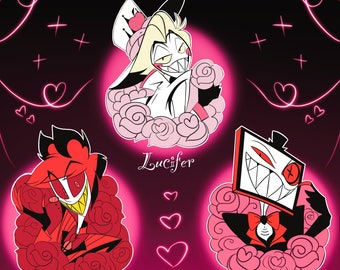 Lovely Little Bad Boys Alastor - Vox - Lucifer - Soft Enamel Rainbow Pins