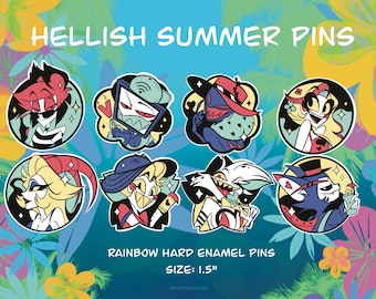 Hellish Hot Summer Fun Rainbow Hard Enamel Inspired Pins