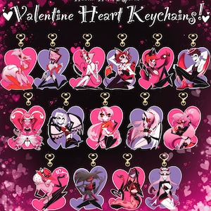 Hellish Valentines Hellaverse Beating Hearts Inspired Acrylic Keychain
