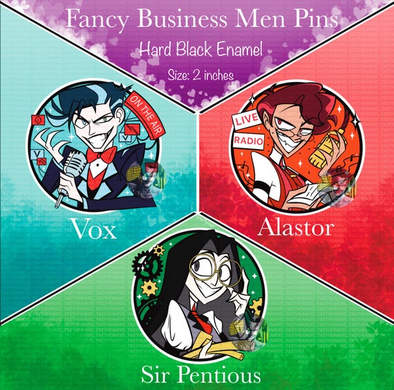 Hazbin Hotel Hellish Haz Men Alastor - Vox - Sir Pentious Human