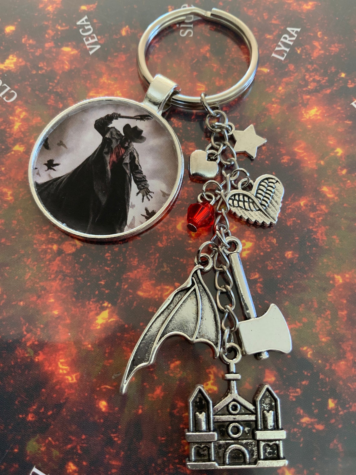 Jeepers Creepers Bat Outta Hell Bloody Wing Inspired Charm Key Etsy