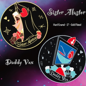 Alastor and Vox Inspired Hard Enamel Silver and Gold Plated Pins