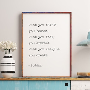 What you think you become | Buddha Quote Print | Buddha Wall Art | Buddha Print | Buddha Quote | Inspirational Quote | Digital Print