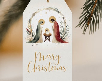 Etichette stampabili per la Natività di Buon Natale, file digitale