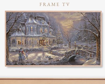 Winter Scene Frame TV Art, Christmas Illustration (Digital File)
