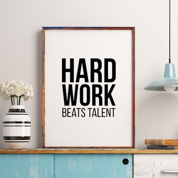 Work Hard Beats Talent Print | Gym Wall Art | Gym Poster | Gym Prints | Gym Decor | Home Gym Prints | Gym Wall Print | Digital Print