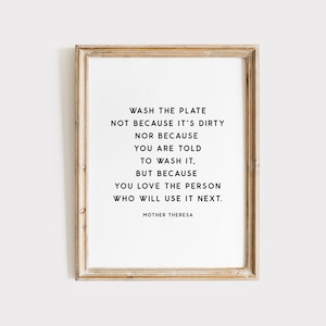 Mother Theresa Quote, Wash The Plate Quote, Kitchen Print, Kitchen Decor, Kitchen Wall Art, Kitchen Poster, Digital Print