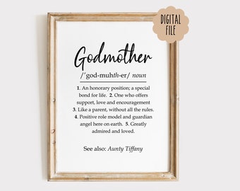 Custom Godmother Definition Print: Godparent Gift (Digital Print)