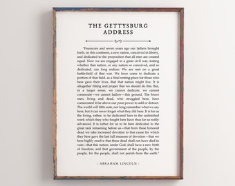 Gettysburg Address Print, Gettysburg Wall Art, Abraham Lincoln Quote, Motivational Wall Art, Inspirational Quote, Digital Print